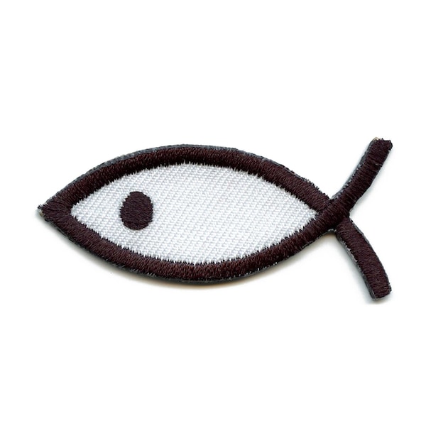 Christian fish sign patch logo ichthys embroidered iron on bf3