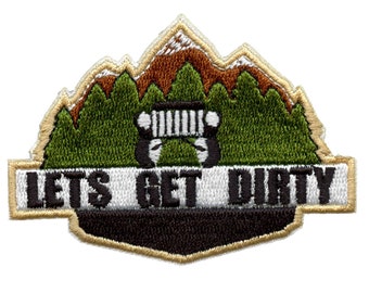 Off Roading Lets Get Dirty Patch 4x4 Wheeling Mud Embroidered Iron On EF3