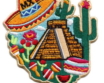 Mexico Culture Travel Patch Hispanic Mayan Aztec Embroidered Iron On GH1