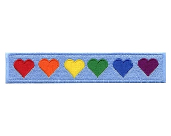 Rainbow pride hearts patch lgbt love sign embroidered iron on af7