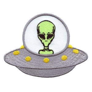 Alien in ufo invader schip groene patch ijzer op geborduurde bc3