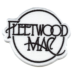 May include: White embroidered patch with a black circle around the text "Fleetwood Mac" in a stylised font.
