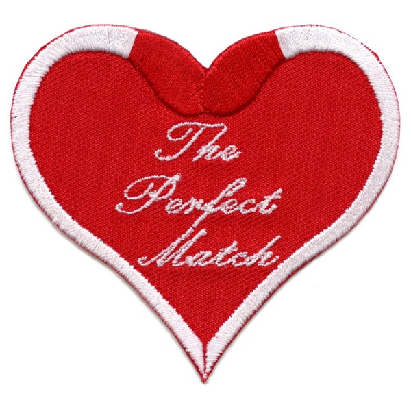 The perfect match heart patch soul mate love embroidered iron on af7