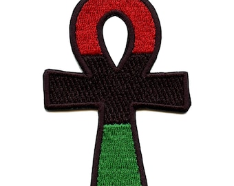 Ankh egyptian cross patch pan african colors embroidered iron on ac5