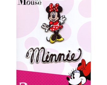 Officially licensed minnie mouse with name tag patch disney iron on embroidered ca4