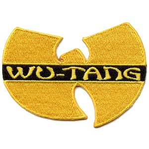 May include: Yellow Wu-Tang Clan logo patch with black lettering. The logo is a stylized 'W' shape.