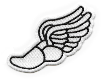 Track and Field Winged Foot Patch Embroidered Iron On Running Athletic Track Team