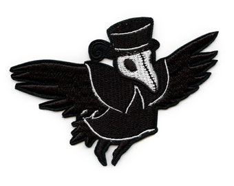 Plague Doctor Vulture Bird Patch Renaissance Pandemic Horror Embroidered Iron On EA5