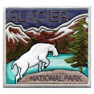 Broderad stryk-på-lapp för resetyg i Glacier National Park, BG7