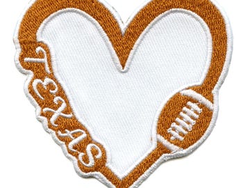Texas College Football Heart Patch Austin Pride University Embroidered Iron On CD8