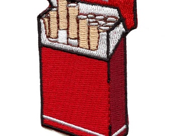 Red Cigarette Box Patch gesticktes Aufnäher zum aufbügeln ED5