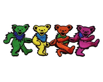 Grateful Dead Dancing Bears Patch Embroidered Iron On Official Licensed Rock Band Collectible Large Applique