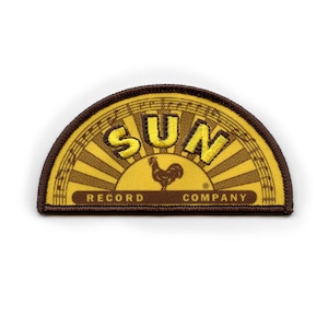 May include: A yellow and brown embroidered patch with the words "SUN RECORD COMPANY" and a rooster graphic.