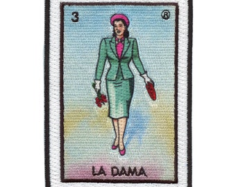 La Dama 3 Patch Mexican Loteria Card Sublimated Embroidery Iron On CG5