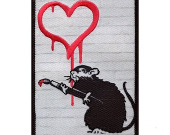 Banksy Liebe Ratte Aufbügler Künstler Gemälde gestickt aufbügelbar
