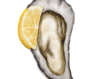 Oyster Citron Skaldjur Patch Saltvatten Marines Skaldjur Sublimerad Broderi Stryk På AC6