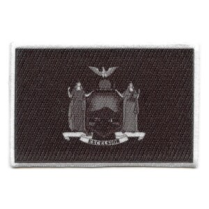 New york patch state flag grayscale embroidered iron on AG6