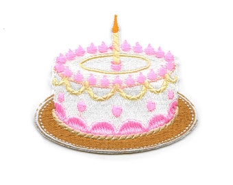 Geburtstag Kuchen Aufbügler Rosa Zuckerguss Dessert Bestickt Aufbügler EF4