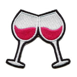 May include: Two wine glasses with red wine, outlined in black and white, against a white background.