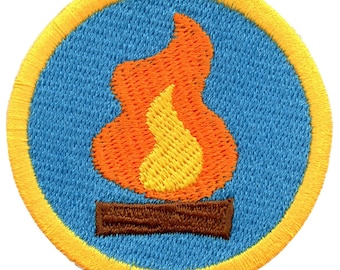 Fire starting badge patch survival wilderness scout sash iron on embroidered aa3