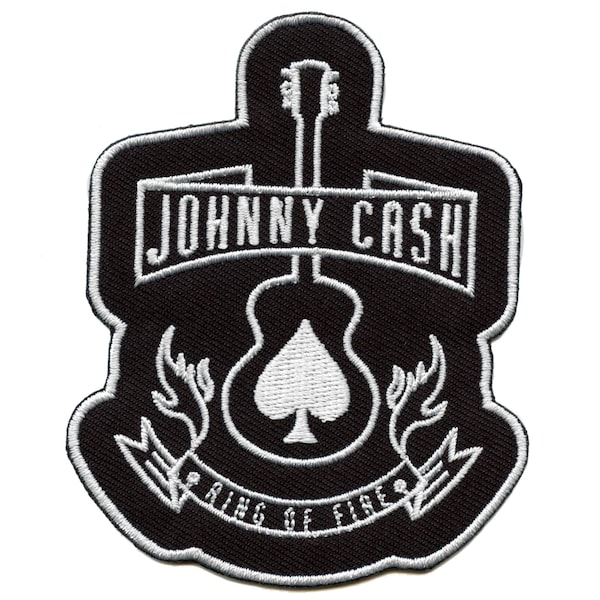 Johnny Cash Spade Guitar Patch Ring Of Fire Embroidered Iron On ED3