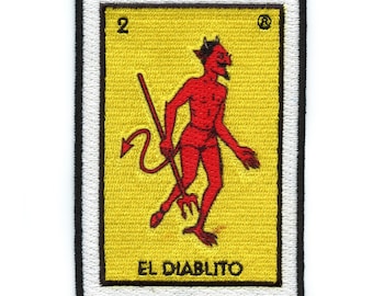 El Diablito 2 Patch Mexican Loteria Card Sublimated Embroidery Iron On CG4