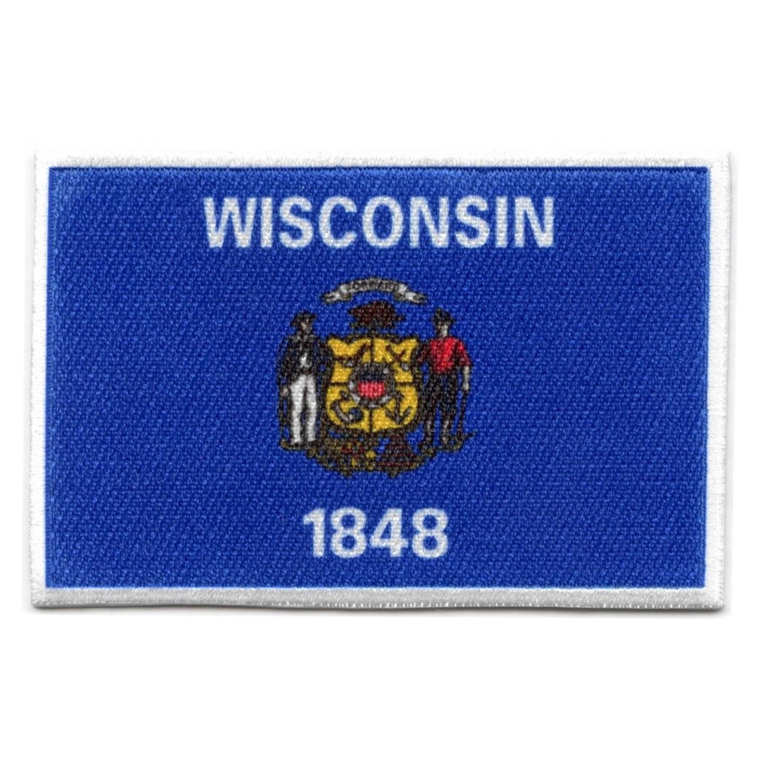 Patch Brodé Thermocollant Drapeau Du Wisconsin – 7 X 4,5 Cm, 100% Polyester, Lavable 40°C
