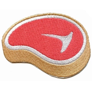 T-Bone Steak Patch Essen Emoticon Symbol gestickt Eisen auf AE6
