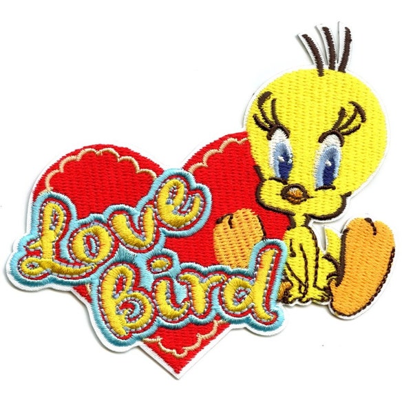 Official tweety bird love bird patch heart embroidered iron on ba6