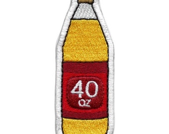 40oz beer bottle patch embroidered iron on ae6