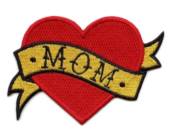 Mom heart tattoo embroidered iron on patch ac8