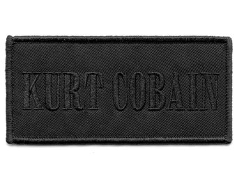 Kurt Cobain Name Logo Patch Blackout Nirvana Band Embroidered Iron On EC3