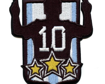 Three Time Champion Patch Argentina #10 Soccer Embroidered Iron On CC7