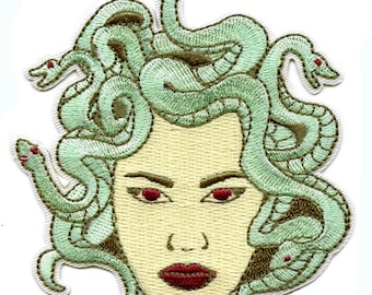 Snake Haired Medusa Face Patch Greek Mythology Legend Embroidered Iron On BA3