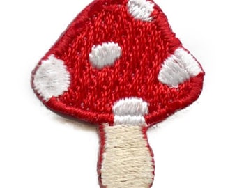 Small Red Mushroom Patch Embroidered Iron On Woodland Cottagecore Fairycore Applique