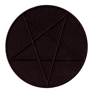 May include: A black embroidered patch with a pentagram design.