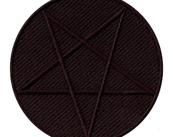 Inverted black pentagram patch wiccan faith embroidered iron on AA8