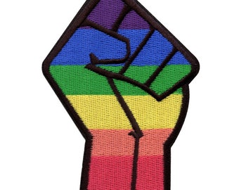 Blm gay pride fist small patch embroidered iron on die cut be4