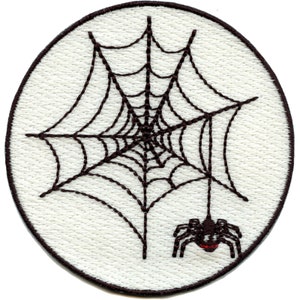 Glow in the dark spider web patch halloween spooky iron on embroidered aa7