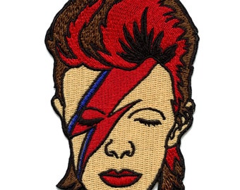David Bowie Rock Patch Ziggy Gesicht Headshot Gesticktes Aufbügler ED1