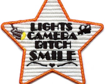 Lights Camera B Patch Smile Pop Star Embroidered Iron On BF6