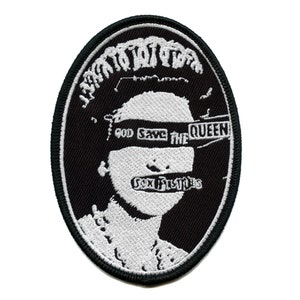 Sex Pistols God Save The Queen Patch Punk Rock England Embroidered Iron On EH1