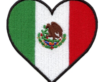 Mexico Flag Heart Patch Mexican Pride Embroidered Iron On Travel Souvenir Cultural Collectible