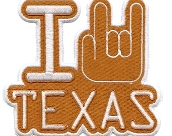 I Love Texas With Hand Patch Austin Pride University Embroidered Iron On CH7