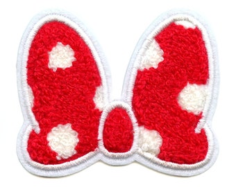 Minnie Mouse Bow Patch Polka Dot Disney Mickey Chenille Iron On CB6