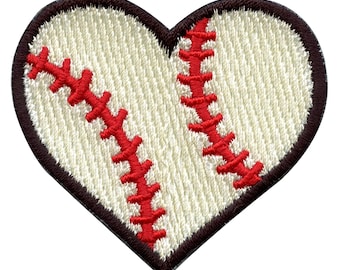 Baseball heart patch sport love embroidered iron on af6