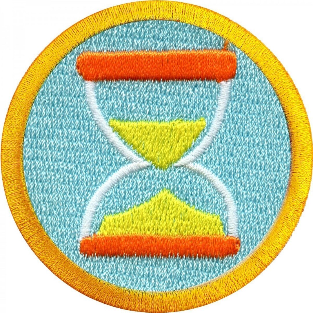 Part Timer Badge Time Management Badge Patch Hourglass Wilderness Scout Sash Iron on ...