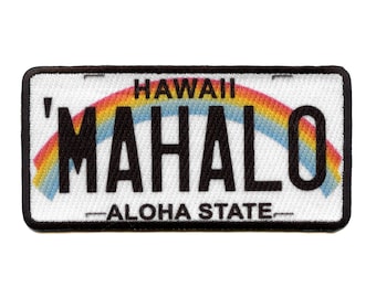 Hawaii Mahalo License Plate Patch Aloha State Embroidered Iron on