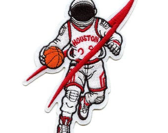 Houston Basketball Astronaut Patch Red White Jersey Haftowane żelazko na GH3