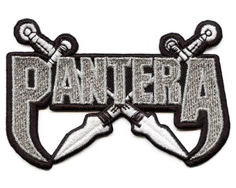 Pantera Fang Blades Patch Silver Heavy Metal Embroidered Iron On EE4